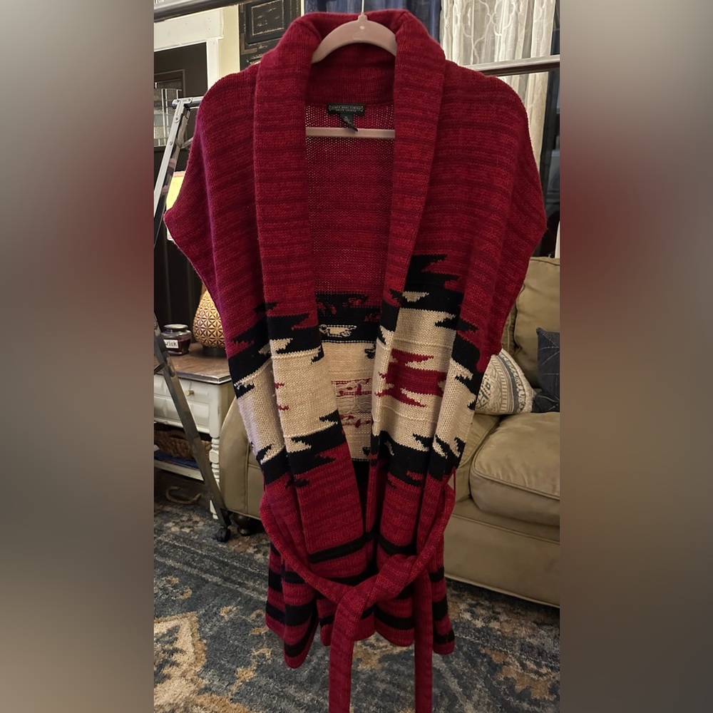 RALPH LAUREN JEANS CO SOUTHWEST AZTEC SWEATERCOAT VEST CARDIGAN XL EUC LAMBSWOOL